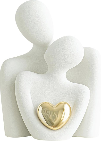GJFASGF Ceramic Couple Statue - Modern Shelf Decor Knick Knacks for Shelves, Valentine's Day Wedding Gifts, Home Decor for Living Room, Bedroom, Bookshelf & TV Stand (L)