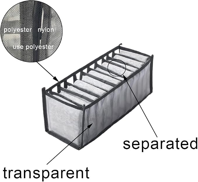 Pack of 3 Wardrobe Clothes Organizer, Foldable Sock Bra Organizer Drawer Divider, Washable Closet Cabinet Storage Boxes for Bra Socks