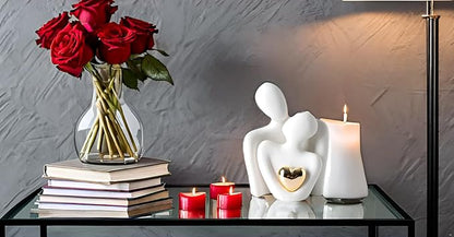 GJFASGF Mini Hugging Couple Statue Ceramic Lover Figurine Home Decor is a Romantic Gift for Her on Wedding Anniversary and Valentines, TV Stand Decoration Knick Knacks for Shelves (White)
