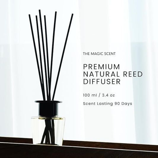The Magic Scent Mahogany & Teakwood Reed Diffuser for Home - Luxury Scent Diffuser with Premium Fiber Reeds for Lasting Gentle Dispersal - Natural, Toxin-Free Aroma Inspired by Ambercrombie & Fitch