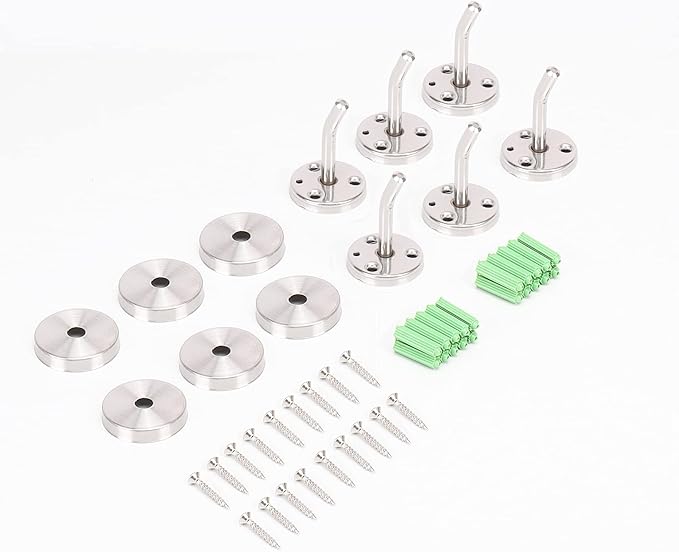 NearMoon Coat Hooks, Wall Mount Hooks for Hanging Hat Hurse Robe, 304 Stainless Steel Heavy Duty Towel Hangers for Bathroom Livingroom Hotel Kitchen Garage, 6 Pack (2 Inch, Brushed Nickel)