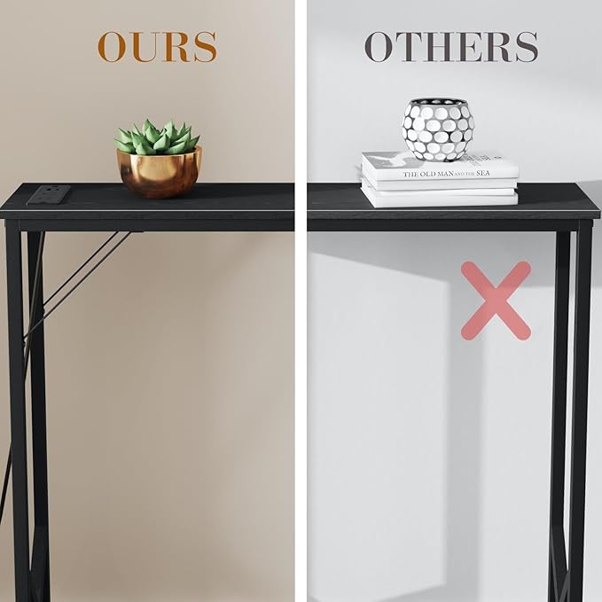 31.5‘’ Console Table, Skinny Entryway Table with Fast-Charging Station, Narrow Long Sofa Table, Behind Slim Couch Table for Entrance, Hallway, Living Room Decor ST-BK80-1