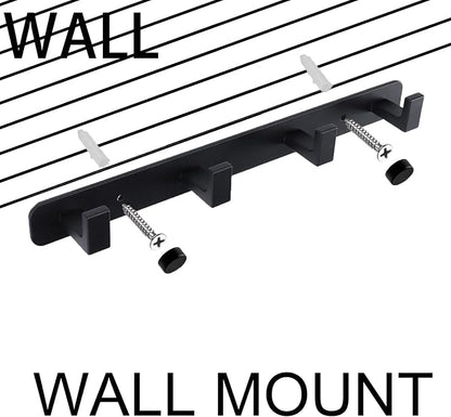 Coat Rack, Heavy Duty Stainless Steel 4 Tri Coat Hook Hanger, Wall Mounted Wall Hooks, Rustic Clothes Hook/Key Hook Rail for Bathroom Kitchen Entryway(2 Pack, 4 Hook Black)