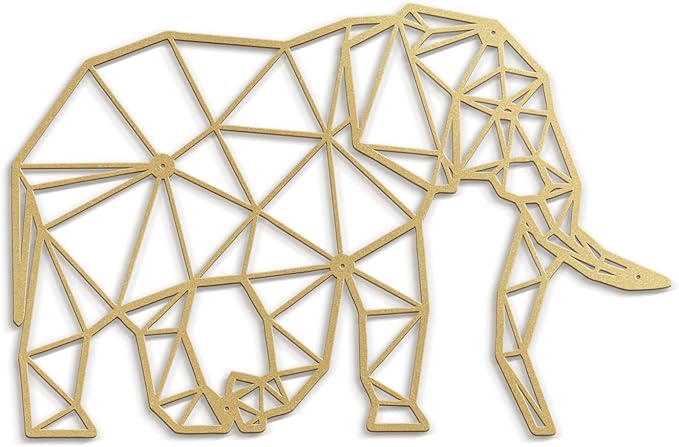 SIGNLEADER Metal Wall Art Decor Pregnant Elephant Modern Abstract Wall Sculpture Hangings Home Decoration for Living Room, Bedroom, Bathroom, Kitchen, Outdoor - 30" Gold