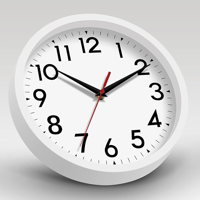 DAXSMY 12 Inch Wall Clock Battery Operated Silent Non Ticking Analog Modern Decorative for Office Kitchen Outdoor Living Room Classroom Bedroom Bathroom School(White)