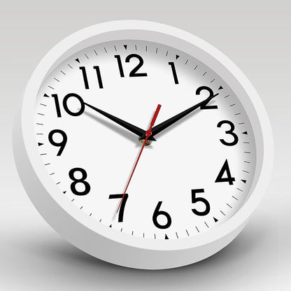 DAXSMY 12 Inch Wall Clock Battery Operated Silent Non Ticking Analog Modern Decorative for Office Kitchen Outdoor Living Room Classroom Bedroom Bathroom School(White)