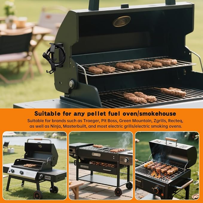 Magnetic Power Cord Organizer with 6 Cable Ties, All-Metal Cable Holder for Most Wood Pellet Smoker Grill Accessories, Magnetic Cord Management