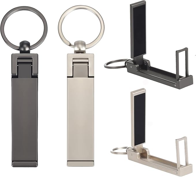 Purse Hook for Table, Foldable Instant Bag Purse Hook Handbag Table Hanger Holder with Carabiner Set Phone Stand (Platinum+Black)