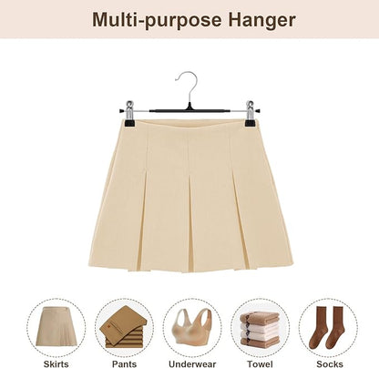 POZEAN Pants Hangers with Clips for Women 50 Pack, 12Inch Adjustable Heavy Duty Skirt Hangers, Space Saving Non-Slip Shorts Jeans Trousers Clothes Hangers, Black