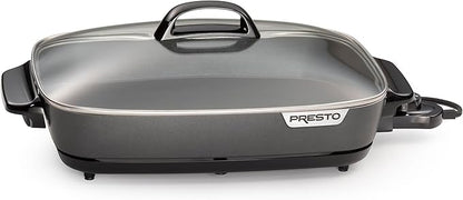 Presto 06858 16-Inch Slimline Electric Skillet with Glass Cover - Nonstick, Adjustable Temperature, Black