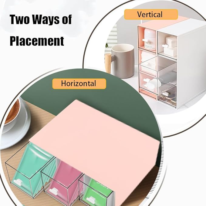 Plastic Clear Tea Box, Tea Bag Organizer with 3 Drawers, Stackable Storage Drawers, Makeup Organizer, Stackable Tea Bag Storage for Sugar Sachets, Coffee, Cosmetic, Jewelry, Bathroom Organization