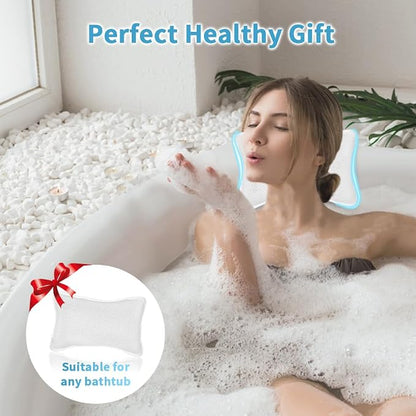 Luxury Bath Pillows for Tub, Slip Resistant Waterproof Bath Pillows for Tub Neck and Back Support with 2 Strong Suction Cups, Relaxing Spa Essentials (White)