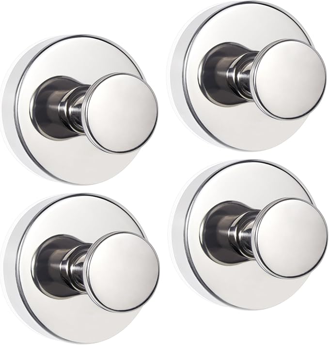 ZESLMG Suction Cup Hooks for Shower, Chrome Wreath Hangers for Front Door Glass Window Bathroom Kitchen Wall, Removable Towel Holder Bath Robe Loofah Coat Hooks No Damage for Hanging, 4 Pack
