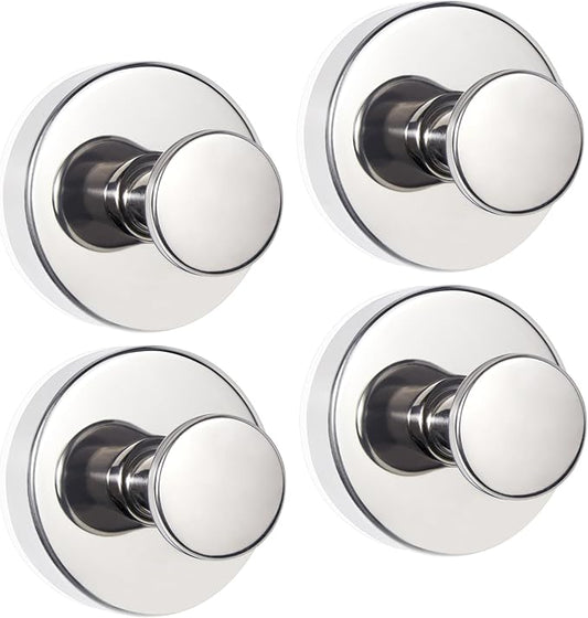 ZESLMG Suction Cup Hooks for Shower, Chrome Wreath Hangers for Front Door Glass Window Bathroom Kitchen Wall, Removable Towel Holder Bath Robe Loofah Coat Hooks No Damage for Hanging, 4 Pack