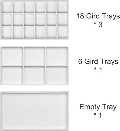 Frebeauty Acrylic Jewelry Organizer Earring Organizer Box with 5 Drawers Earring Holder Organizer with Velvet Trays Clear Jewelry Box for Women Earring Display for Rings Studs(White)
