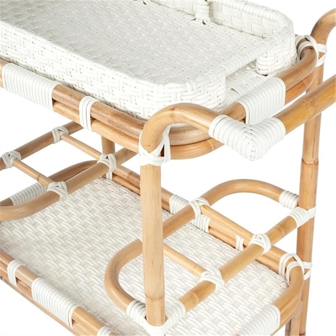 Butler Specialty Company Selena White Rattan Bar Cart