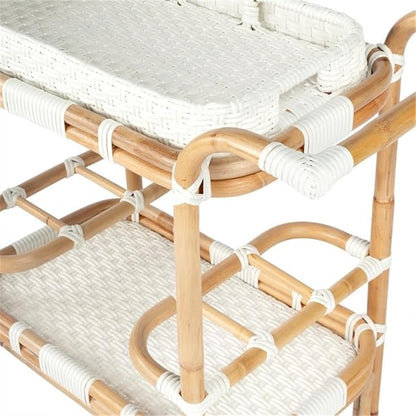 Butler Specialty Company Selena White Rattan Bar Cart