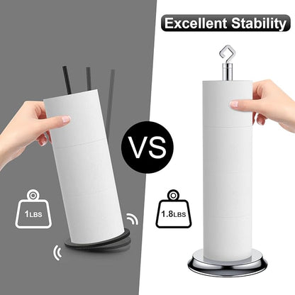 KASUNTO Toilet Paper Holder for Bathroom, Metal Free Standing Toilet Paper Storage with Rustproof, Tissue Paper Roll Stand for Bathroom Accessories (Poilshed Chrome)