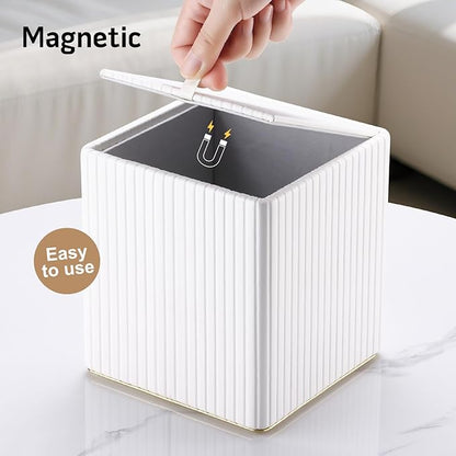 KINGFOM Tissue Box Cover, PU Leather Square Tissue Box Holder for Kleenexs with Magnetic Bottom Cover for Facial Tissues/Napkins, Office & Living Room Decor Box White