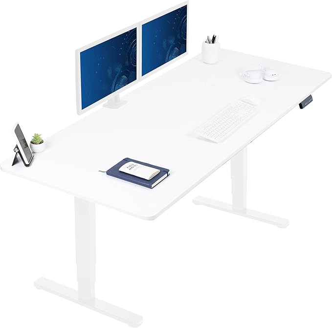 VIVO Electric Dry Erase 71 x 30 in Dual Motor Sit Stand Desk, Memory Height Adjustment, 2B Series, Whiteboard Top White Frame, DESK-KIT-2W7WE