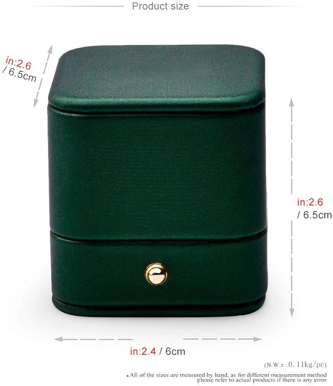 Oirlv Gorgeous Blackish Green Ring Box Premium Leather Ring Bearer Box for Wedding,Proposal Jewelry Gift Case