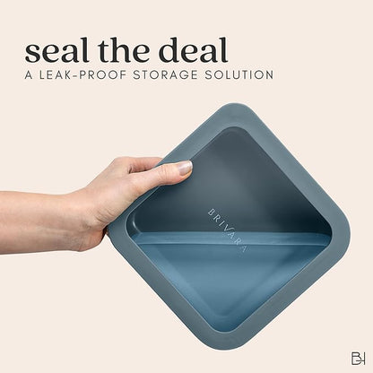 BRIVARA HOME Ceramic Coated Glass Food Storage Container | No PTFE, PFOA, PFAS, and BPA | Reusable Non Toxic Meal Prep Container with Glass Lid | Easy To Store | 8 Cup Square [Dusk]