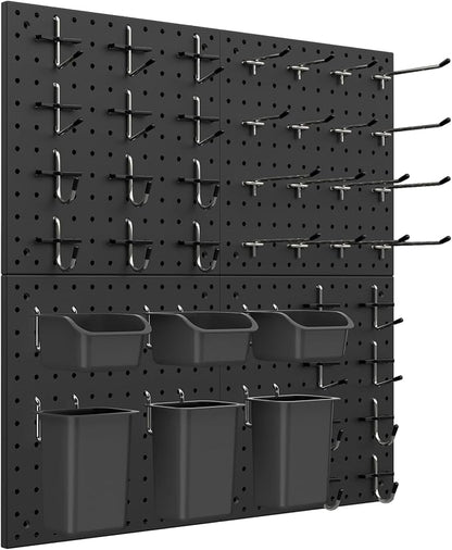 Peg Board Kit, Includes Pegboard and Accessories,with Hooks and Bins,Peg Board Wall Organizer for Office,Ornaments Display,Crafts Organization (66, Black)