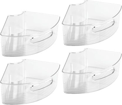 iDesign Plastic Lazy Susan Cabinet Storage Bin, 1/4 Wedge Container for Kitchen, Pantry, Counter, BPA-Free, 12.5 in x 6.75in x 4in Set of 4, Clear