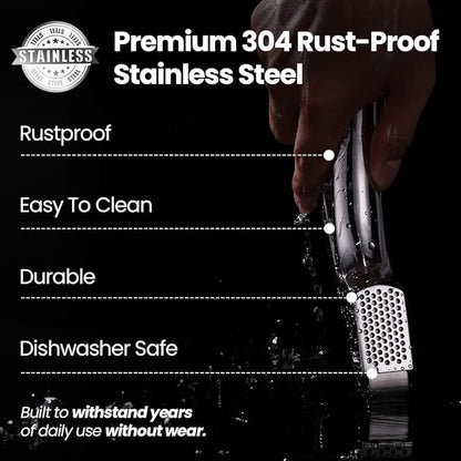 Lifetime Replacement Garlic Press Stainless Steel No Need to Peel Detachable Handles for Coarse & Fine Mincing-Premium Garlic Mincer Tool, Easy to Clean, Dishwasher Safe Garlic Crusher