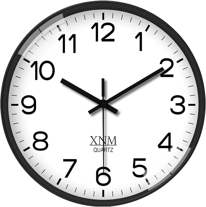 XNM Decorative Wall Clocks Battery Operated 14 Inch White Classic Wall Clock for Living Room Office Modern Minimalist Wall Clock Silent