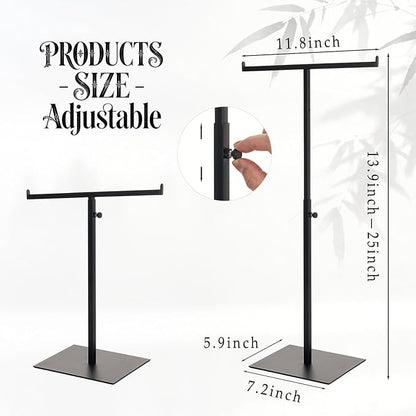 Display Stand Stainless Steel Jewelry Towers Bag Stand Tabletop Double Hook Hanging Jewelry Stands for Necklaces Organizer Stand Adjustable Height Home Store Boutique, Black