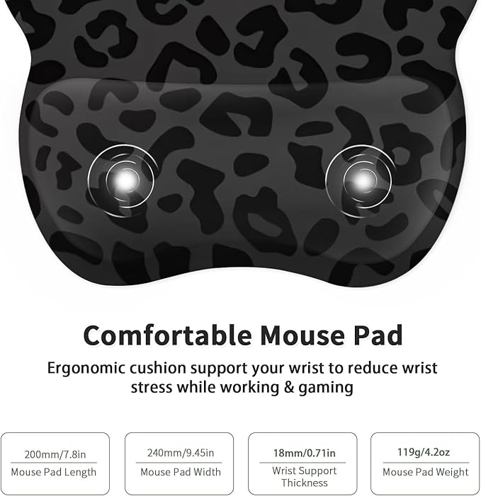EooCoo Ergonomic Mouse Pad with Wrist Support, Mousepad with Memory Foam Wrist Rest and Non-Slip Base for Computer, Cafe, Home & Office, 9.64 x 8.26 in Office Desk Accessories