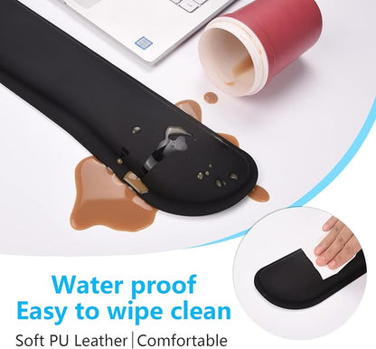 Dapesuom Keyboard Wrist Rest Set, Cute PU Leather Wrist Cushion for Computer Keyboard and Mousepad, Memory Foam Mouse Pad Rests Support with Non-Slip Base for Typing Pain Relief, Laptop, Black
