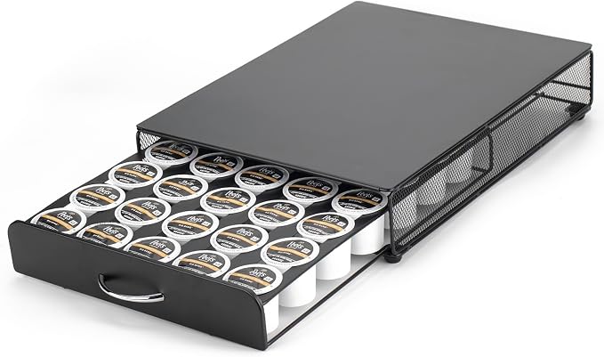HiveNets Capsule Storage Drawer Coffee Holder Multiple Flavors Pods Organizer 35 Pcs Capacity (Metal)