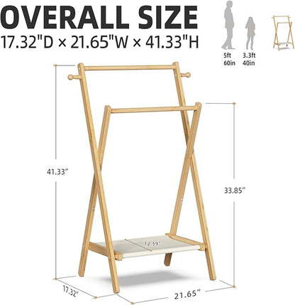 Kids Clothing Rack, Small Clothes Rack for Toddler Pets, Kids Dress Up Rack with Storage Shelf & Double Rods, Foldable Kids Clothes Rack for Nursery Child's Room (Small Size)