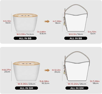 GIVLEFLY Purse Organizer Insert Fit for All In BB Tote Organizer Insert with Cup Holder, Light Weight Small Purse Liner with Built-In Zipper Pocket (Beige Lining,Small)