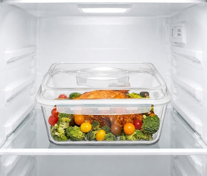 6500 ML / 220 oz / 28 Cup LARGE Glass Food Storage Container with Airtight Locking Lid. Ideal Storing food, Vegetables, Fruits. Baking Casserole, Lasagna, Roasting Turkey, Chicken BPA Free Oven Safe