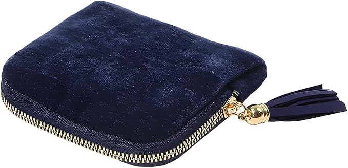 Travel Jewelry Case, Small High-End Large-Capacity Tassel Storage Bag Gifts for Women, Pouch Bags with Zipper, Velvet Jewelry Organizer Storage Bag for Bracelet Rings Earring (Royal Blue)
