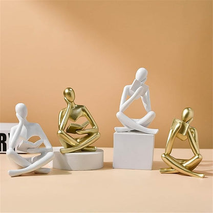 LINZHEN Style-B White, Creative Abstract Thinker Bookend for Home Aesthetic, Study, and Wine Cabinet – Stylish Shelf Decor Accent and Thoughtful Gift for Living Room, Bar, or Coffee Shop