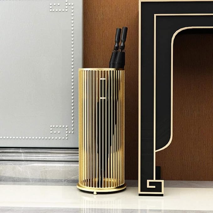 Entryway Umbrella Stand Hotel Modern Umbrella Holder Metal Paint After The Door Iron Umbrella Stand Umbrella Barrel Storage Rack Umbrella Holder Office (Color : A-Gold)