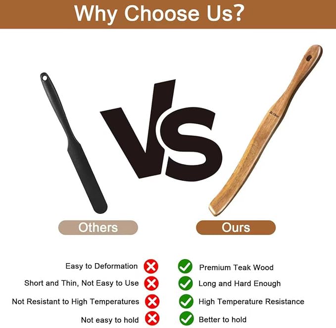2Pcs Wooden Spurtle for Sourdough Starter, Mixing, Reaching Bottom of Jar, Dough Whisk, Long Handle Spatula, Kitchen Tools for NonStick Cookware, Baking & Cooking Utensils