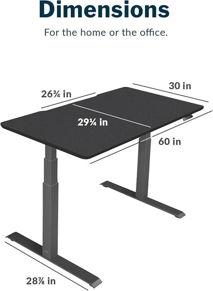 Vari Classic Electric Standing Desk - VariDesk Height Adjustable Sit/Stand Desk - Dual Motor with Memory Presets, Stable T-Style Legs - Gaming or Home Office Workstation - 60”x30”, Black