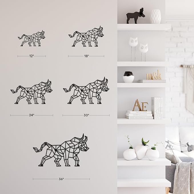 SIGNLEADER Metal Wall Art Decor Bull Warrior Modern Abstract Wall Sculpture Hangings Home Decoration for Living Room, Bedroom, Bathroom, Kitchen, Outdoor - 24" Black