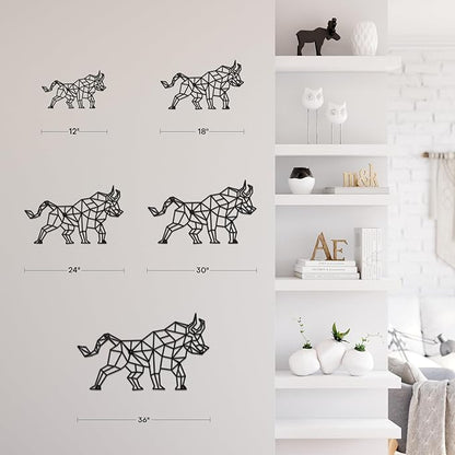 SIGNLEADER Metal Wall Art Decor Bull Warrior Modern Abstract Wall Sculpture Hangings Home Decoration for Living Room, Bedroom, Bathroom, Kitchen, Outdoor - 24" Black