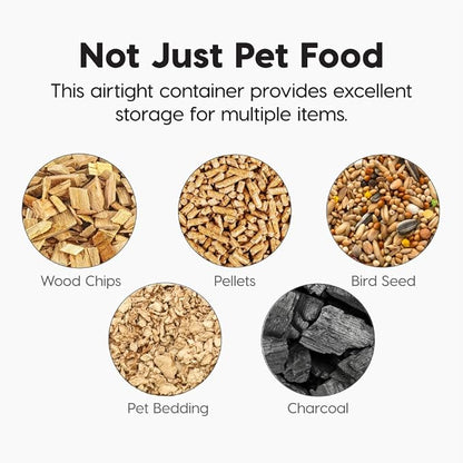 IRIS USA Airtight Dog Food Storage Container, WeatherPro, Up to 40 lbs, Removable Wheels, for Dog Cat Bird and Other Pet Food Storage Bin, Keep Fresh, Translucent Body, Made in USA, Almond/Pearl