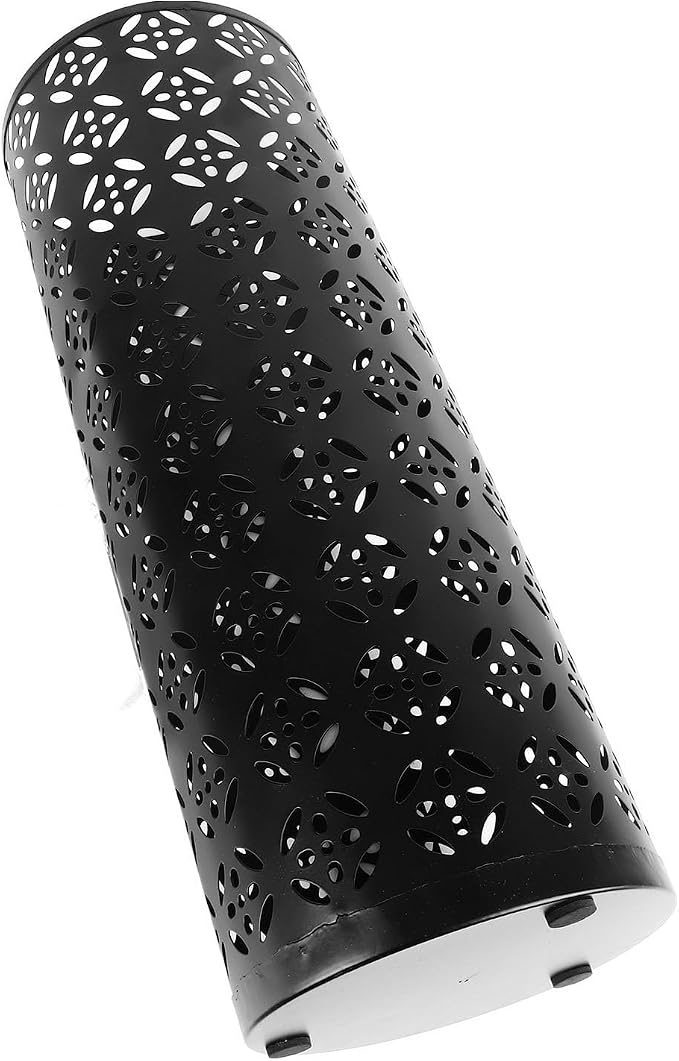 Zerodis Large Round Hollow Design Metal Umbrella Holder, Stylish Gold Finish Steel Umbrella Stand for Entryway, Home Office, and Outdoor Use (S)