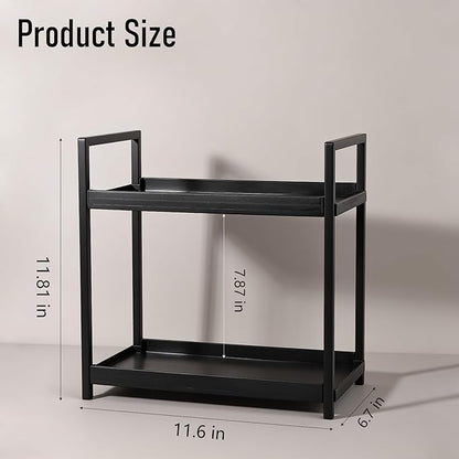 Anyoifax Bathroom Counter Organizer 2 Tier Vanity Storage Countertop Shelf Makeup Organizer Perfume Tray Skincare Holder for Sink, Dresser, Kitchen, Small Black