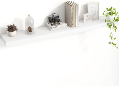 Acovy 48 Inch Floating Shelves, 8 Inch Deep Floating Shelves for Wall, Hanging Shelf with Invisible Brackets, Deep Shelves for Bathroom, Bedroom, Living Room, White, Set of 1