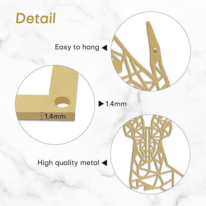 SIGNLEADER Metal Wall Art Decor Geometric Deer Head Modern Abstract Wall Sculpture Hangings Home Decoration for Living Room, Bedroom, Bathroom, Kitchen, Outdoor - 24" Gold