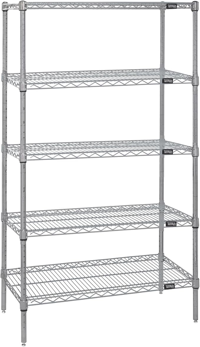 Quantum Storage Systems WR63-2472S-5 Starter Kit Wire Shelves Stainless Steel 5 Shelves 63" H x 72" W x 24" D